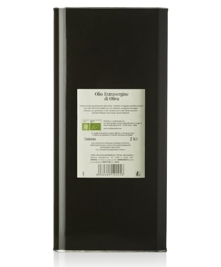 olio extravergine oliva biologico toscano fanciulli 5 litri retro