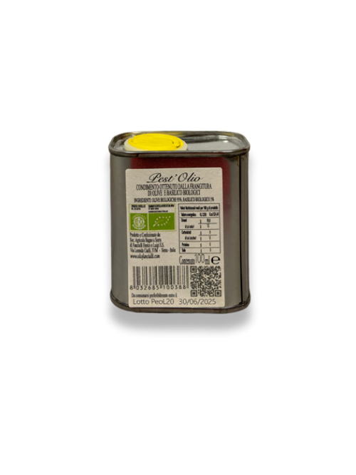 Extra virgin olive oil and basil can 100ml retro
