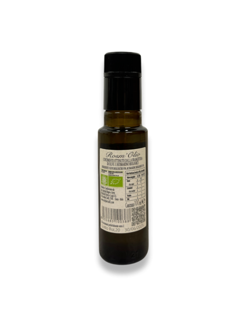 Olio extra Vergine di oliva e Rosmarino Bottiglia 100ml etichetta